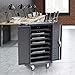 Pearington 12-Device Mobile Charging and Storage Cart for iPads, Tablets and Laptops Computers, Up to 16-inch Screen Size, Surge Protection, Front & Back Access Locking Cabinet, Black