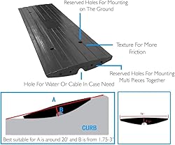 Pyle Car Driveway Adjustable Curb Ramps - 3 Pack