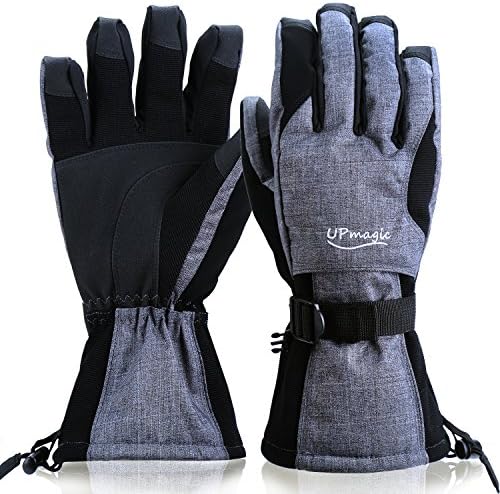 Waterproof Mens Ski Gloves, Windproof Warmest Thinsulate Cold Weather Glove For Skiing Snowboarding Riding Winter Snow Sports (Large, Grey)
