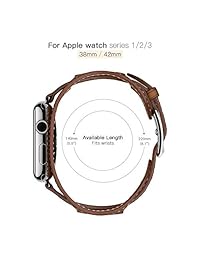 8 colores para Apple Watch serie 3 correa, correa de cuero genuino de repuesto clásico con hebilla de seguridad adaptador para iWatch serie 3 2 1 Edición Sport 1.654 in 1.496 in, 42 mm