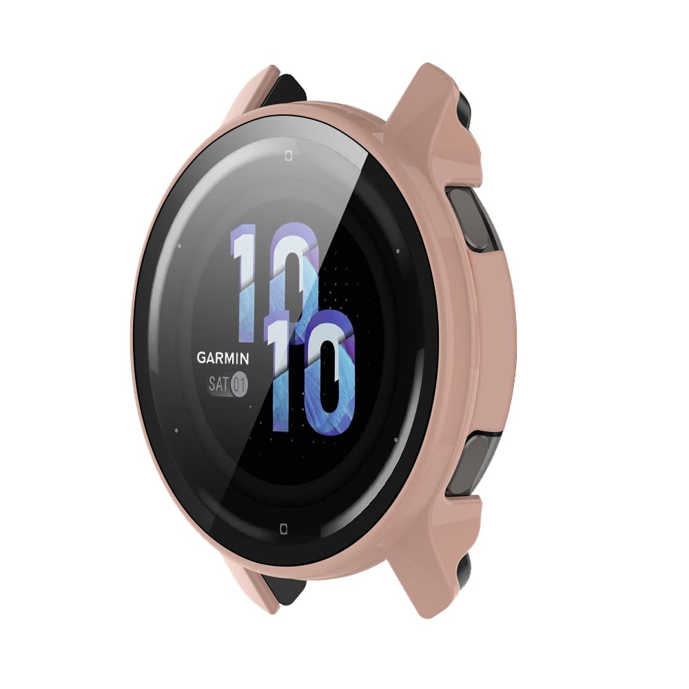SeNool Case Compatible with Garmin Venu 2S/Vivoactive 4S (40mm), Hard PC Protective with Glass Screen [9H Hardness, Anti-Scratch] Protector Cover for Garmin Venu 2s/Vivoactive 4s - Pink
