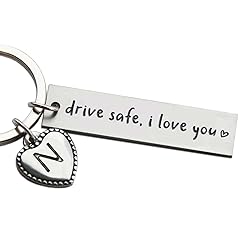 Personalized Initial Key Chain Gift, Drive Safe I