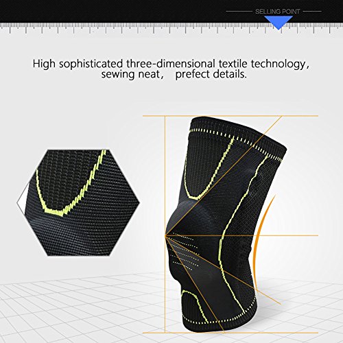 HipStone Knee Brace Support Compression Sleeves, Stabilizers & Patella Gel Pads for Arthritis, ACL, Running, Pain Relief, Injury Recovery, Basketball and More Sports-Single