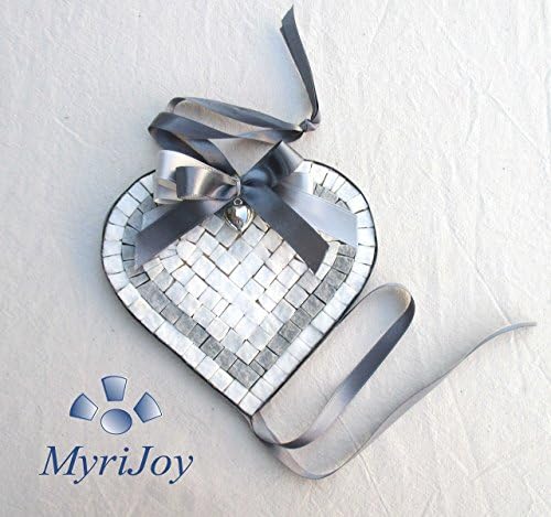Silver Heart 6"x6" DIY Anniversary gift ideas - Mosaic craft kit for adults Silver Heart 6"x6" - Italian marble mosaic tiles