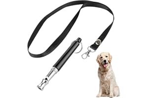 BMHNOONE Dog Whistle to Stop Barking, Adjustable Pitch Ultrasonic Training Tool Silent Bark Control for Dogs-2 Free Lanyard Strap with Pack of 2 PCS Pet Whistle (Black)