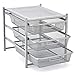 EZOWare 3 Tier Pull Out Organizer Cabinet Sliding Drawers for Bathroom, Office, Countertop, Pantry, k-Cups, Under The Sink, and Kitchen - Silver