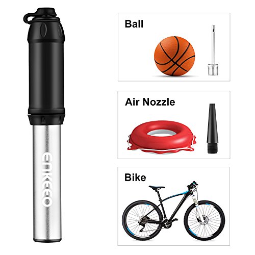 ENKEEO Mini Bike Pump, Portable Pocket Tire Pump Fits Presta & Schrader Valve, for Cycles and Balls, High Pressure 140 Psi, Mount Kit Included - Thumbnail 2