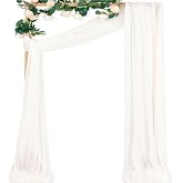 Sheer Wedding Arch Draping Fabric 29" x 20 FT 1 Panel Ivory White | Shimmery Gauze Drapes, Airy Backdrop Curtains, 6.6 Yard Outdoor Drapery Panels, Photo Background, Wedding Church Events Decor