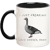YOLANDEEUROKOK I Just Freaking Love Gooses, Okay Mug, Goose Mug, Love Goose, Goose Gifts, 11 Oz Novelty Coffee Mug/Cup, Black