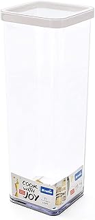 Rotho Loft quadratische Vorratsdose 2l mit Deckel und Dichtung, Kunststoff (SAN) BPA-frei, transparent/weiss, 2l (10,0 x 10,0 x 28,5 cm)