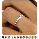 TOSGMY Birthstone Rings for Women Non Tarnish 14K Gold Plated Sterling Silver Stackable Birthday Gifts for Mom Dainty Emerald Green Blue CZ Gemstone Ring for Mothers Daughter Bridesmaid Gifts Jewelry