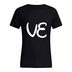 Women's Black Cotton 100% V-Neck Short Sleeve