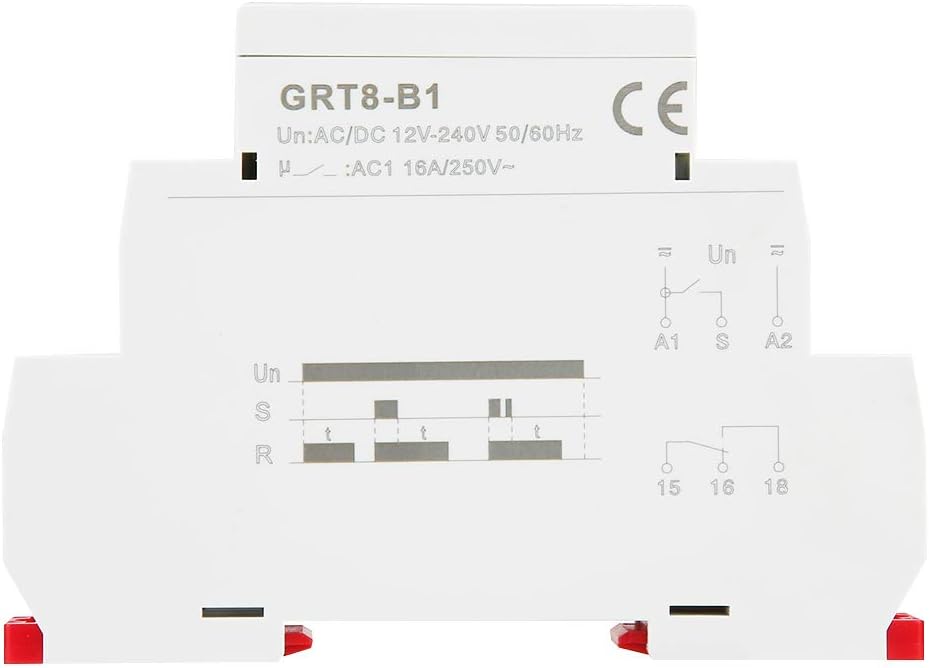 Time Delay Relay GRT8-A1, AC/DC 12V-240V DIN Rail Timer, 0.1S-10 Days Adjustable Delay Timer, SPDT Relay for Electrical Control Systems - Image 3
