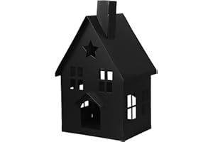 Alipis Rustic Galvanized Metal House Decorative Tin House Tea Light Votive Candle Holder Lantern Christmas Home Farmhouse Dining Table Decoration Black