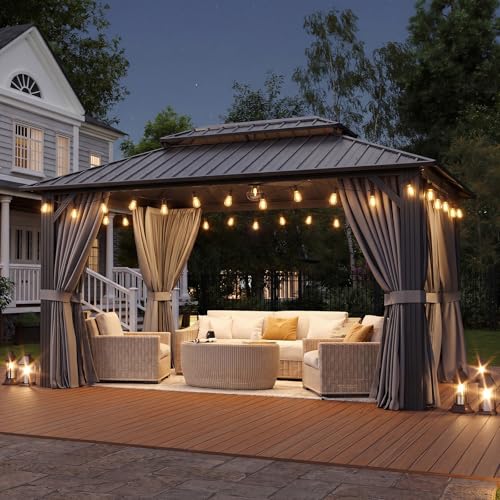 Aoxun 14x10 Hardtop Gazebo Review: Double Steel Roof with Curtains & Netting image 21