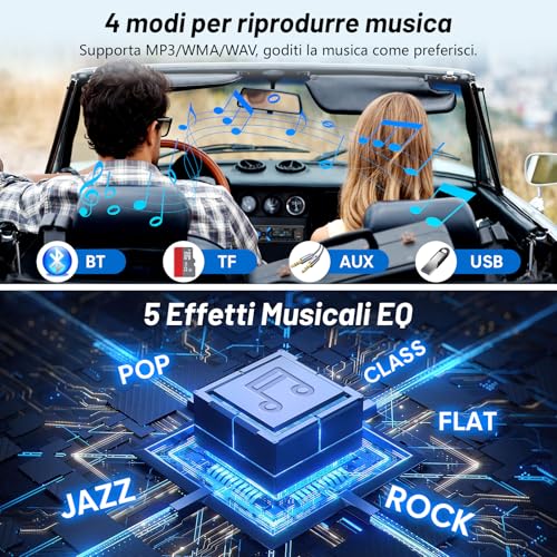 RDS Bluetooth Car Radio, Wistrue 1DIN Car Radio with Type-C Charging Port Stereo Car Bluetooth FM/AM with MP3 Player Hands-Free / 2 USB/AUX/SD Supports Android and iOS