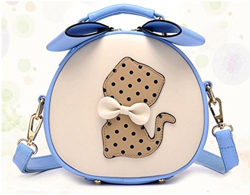 Eyedow eKingdom Outdoor Small Round Bag Candy Color Cute Cat PU Leather Handbags Crossbody Shoulder
