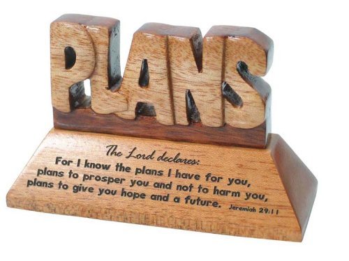 Christian wood mahogany Plans Jeremiah desktop ornament gift 10cm
