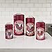 OHIO WHOLESALE, INC. Red Rooster Canisters | Primitive Style Farmhouse Home Kitchen Decor Tins | Set of 4 | 10.5 x 5.5 Inch