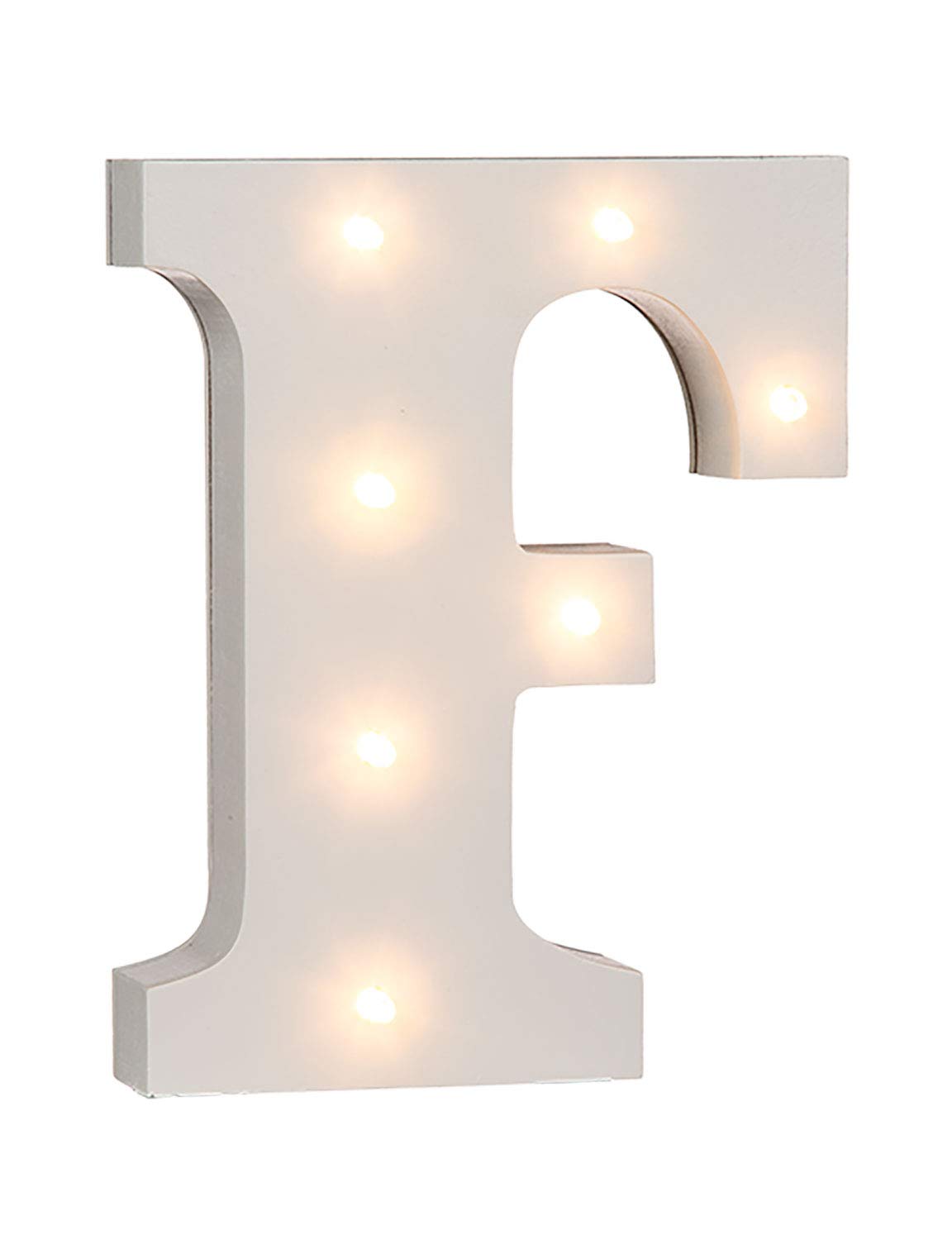 OOTB Illuminated Letter F Light with 7 LED, Wood, 1 W, White