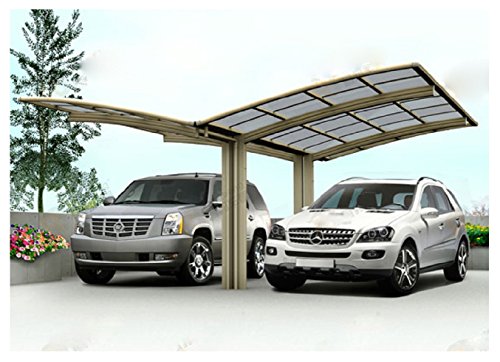 20' x 20' Double Carports Metal Carport Tent Garage Canopy Aluminum Carport Durable With Gutter Metal Vehicle Shelter for Car, RV, Yacht and Copter, Also Is Luxury Patio Cover