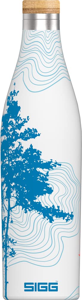 SIGG - Insulated Water Bottle - Meridian - Leakproof - Extra Slim - BPA Free - Plastic Free - Double Walled 18/8 Stainless Steel - Bamboo Screw Top - White - 0.5 L