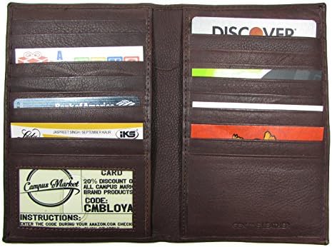 Credit Card Wallet Cards Holder Men Brown Genuine Leather Front Pocket