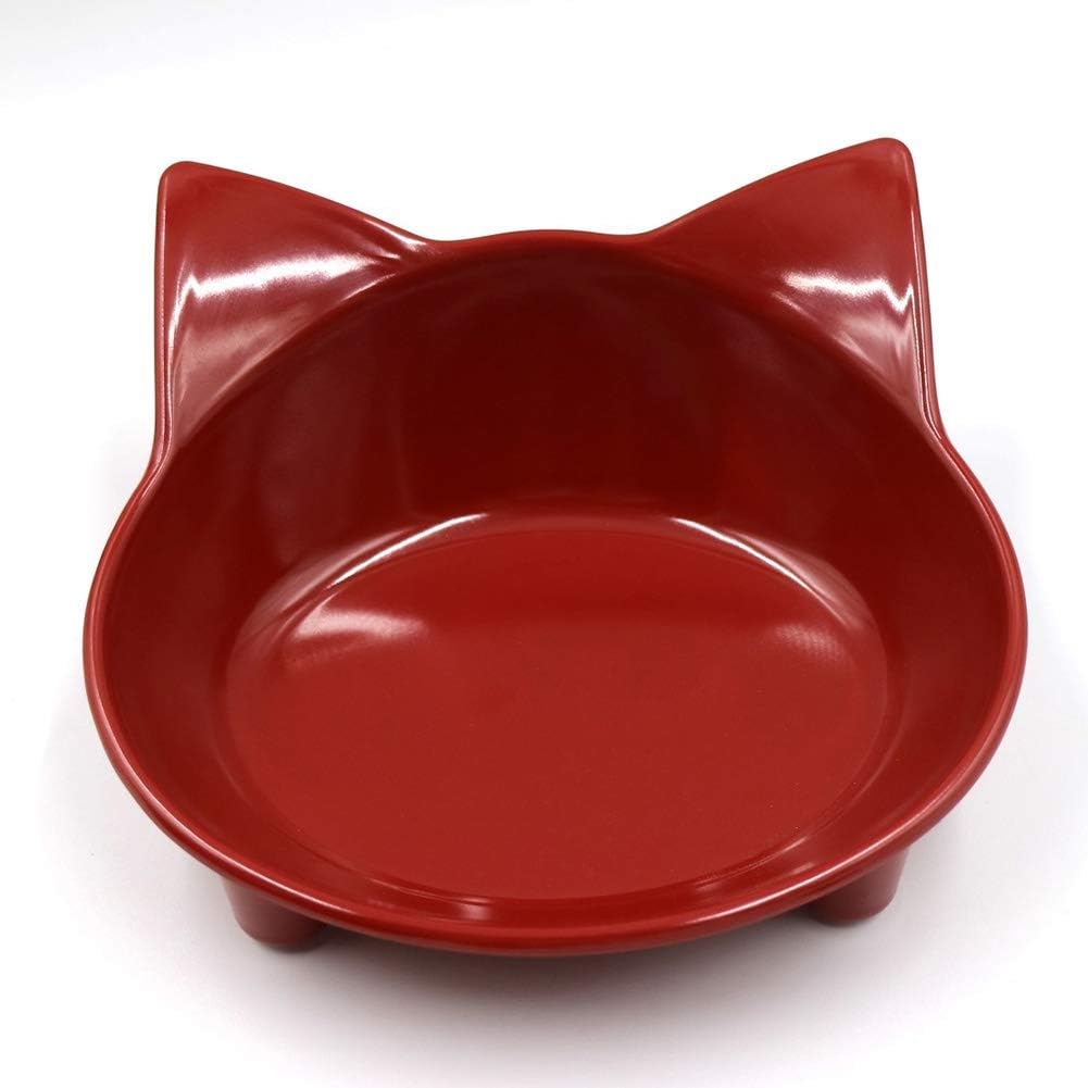 Lanbowo Whisker Relief Ceramic Cat Dish, Shallow Wide Cat Saucer Kitten