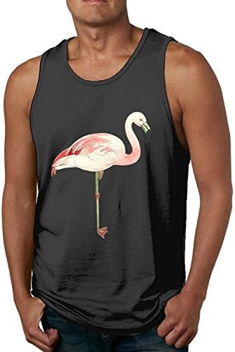 Elop Pink Flamingo Loose Fit Relaxed 100% Cotton Men's Tank Top T-shirt 3X Black