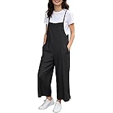 Bgylu Womens Jumpsuit Casual Loose Fit Adjustable Strap Wide Leg Summer Overalls with Pockets