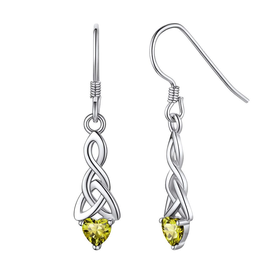 ChicSilver Silver Earrings Women Sterling Silver August Peridot Birthstone Dangle Earring Hypoallergenic Lightweight Sleeper Earrings for Her