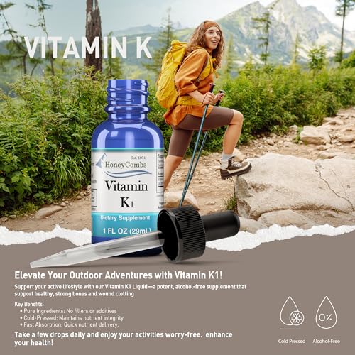 Vitamin K1 Liquid Drops - Made in USA - Natural High Potency Phylloquinone for Men, Women, Children, & Newborns Great for Dark Undereye Circles - Bulk Sizes Also Available