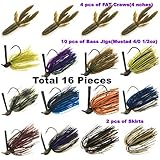 Wtrees Best Fishing Bass Jigs Kit Set with Trailers Hooks Skirts rattles (Jig Kit N)