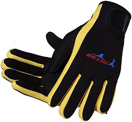 Wetsuit Gloves for Men Women Kids, 1.5MM Diving Scuba Snorkel Swim Gloves (yellow, S)