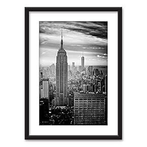Framed City View Art in Black Picture Frames White Matting