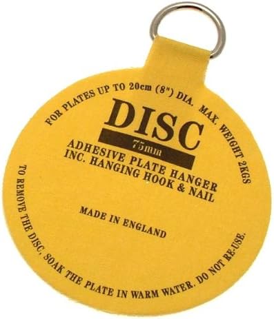 Adhesive plate hanger includes hanging hook &amp; nail - 75mm diameter - ideal for plates up to 8 inches in diameter