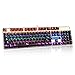 SADES K10 LED Backlit Wired USB Mechanical Gaming Keyboard with Blue Switches (Black+Gold)
