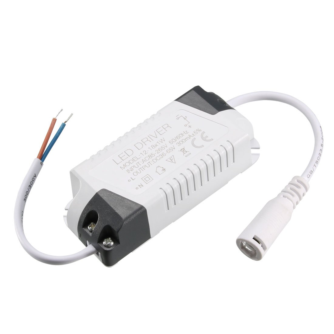 Sourcingmap LED Driver 12-18W Constant Current 300mA High Power AC 85-265V Output 36-65V DC Connector External Power Supply LED Ceiling Lamp Rectifier Transformer