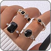 ONBRIG Green Rings for Women Gold Rings Non Tarnish Vintage Crystal Ring Set Green Statement Ring for Women Jewelry Gifts