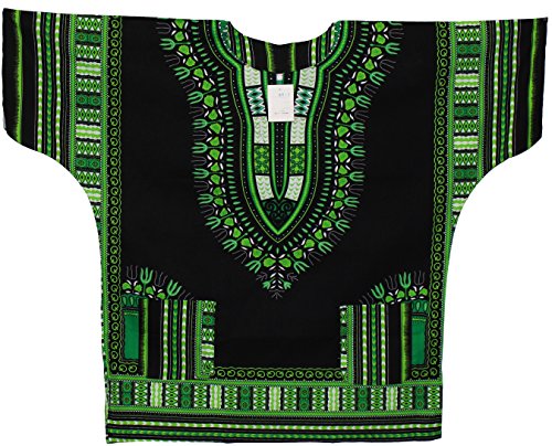 African Planet Trendy Hippie Festival Shirt Boho Tribal Party African Top Green
