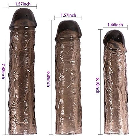 3Pcs Pe nis Sl eeve Extender Extension Cock Enlarger Con-dom Sheath Delay Ejaculation Toys for Men