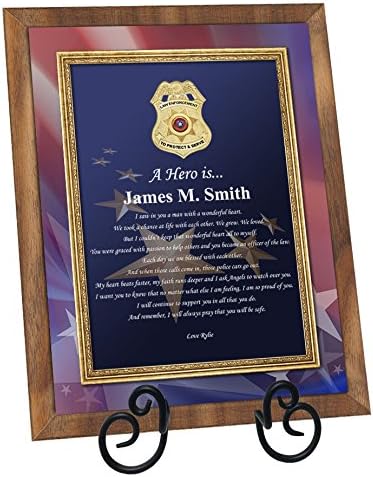 Amazon Com Police Officer Gift Sheriff Deputy Retirement Promotion Law Enforcement Poem 8x10 Walnut Plaque With Table Easel Large 10x13 Home Kitchen