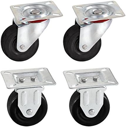 4pc Heavy Duty 2-1/2 Inch 175 Lb Platform Caster Wheel Set - 2 Swivel + 2 Stationary