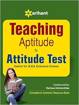 Buy Arihant Teaching Aptitude Attitude Test Useful For B Ed Enterance Exams Old Edition Book Online At Low Prices In India Arihant Teaching Aptitude Attitude Test Useful For B Ed Enterance