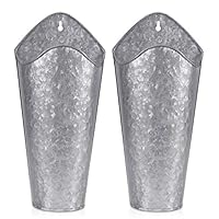 Biewoos Galvanized Metal Wall Planter (2 Sets), Farmhouse Style Hanging Wall Vase Planters for Succulents or Herbs,Wall Planters for Country Rustic Home Wall Decor