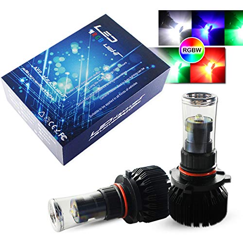 GTINTHEBOX 2PCS Multi-Color RGBW LED Fog Light Driving DRL Lamp Bulb Kit - Wireless Smartphone App-Controlled Bluetooth (H10/9140/9145/HB3/9005/9006)