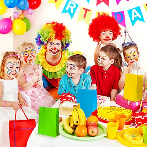 Coobey 30 Pieces Kraft Paper Bags Candy Bags Party Favor Bags with Handle for Birthday, Tea Party, Gift, Wedding and Party Celebrations, 6 Colors - Thumbnail 5