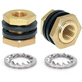 Joywayus 1/8" NPT Female 3/8" Male Brass Bulkhead Fitting (Pack of 2) | Bulk Head Pipe Fitting, Water Tank Connector Coupler, Fit for 5/8" Hole