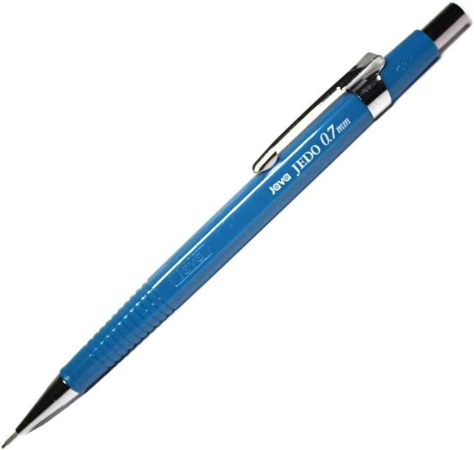 Java pen Jedo Mechanical Pencil 0.7mm with Eraser Tip, Blue Body Pack