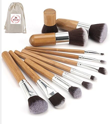 xFresca Start Makers Bamboo Makeup Brushes -11 pcs Natural Make up Brushes -Pro Cosmetics Kabuki Brush - Makeup Brushes Sets - Extremely Soft Makeup Brush Set - Beauty Makeup